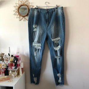 Fashion Nova Distressed Light Wash Jeans